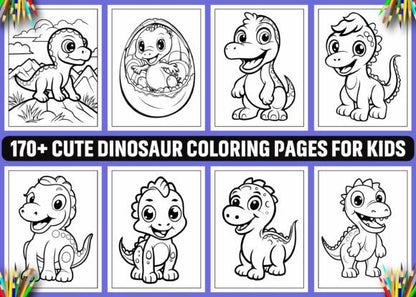 50 Cute Dinosaur Coloring Books for Kids