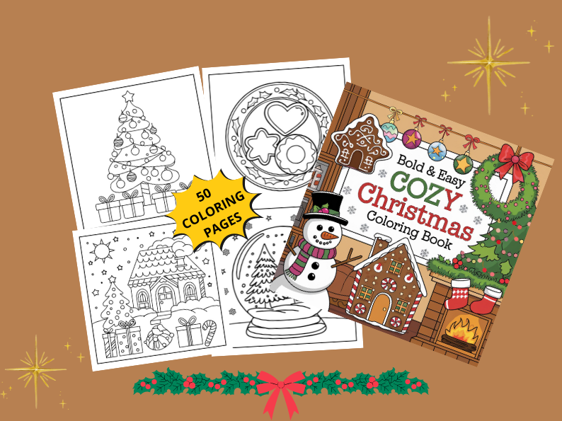 Cozy Girl Christmas Coloring Book: Cute & Comfy for Adults & Kids, Simple Designs for Relaxation (Bold & Easy)