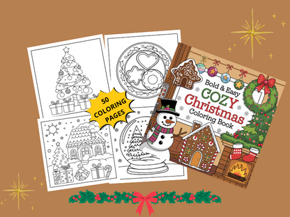 Cozy Girl Christmas Coloring Book: Cute & Comfy for Adults & Kids, Simple Designs for Relaxation (Bold & Easy)