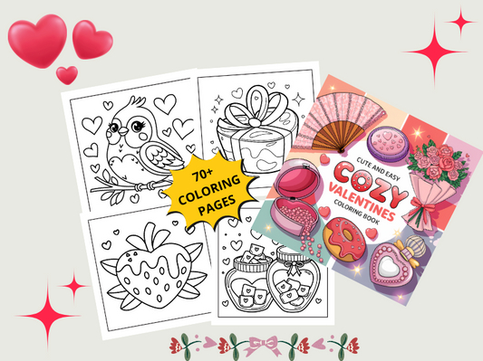 Cozy Valentine's Coloring Book: Cute & Easy Heartwarming Designs for Relaxation and Fun to Celebrate Love and Creativity (for Adults & Teens).