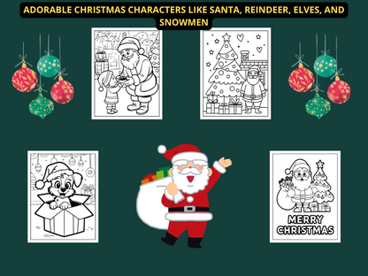 Merry Christmas : Coloring book For Kids ,Toddlers, preschoolers, and young children,you’ll discover (Adorable Christmas characters like Santa, reindeer, elves, and snowmen).