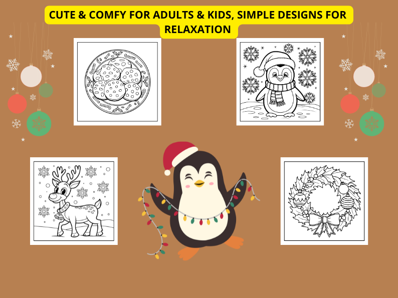 Cozy Girl Christmas Coloring Book: Cute & Comfy for Adults & Kids, Simple Designs for Relaxation (Bold & Easy)