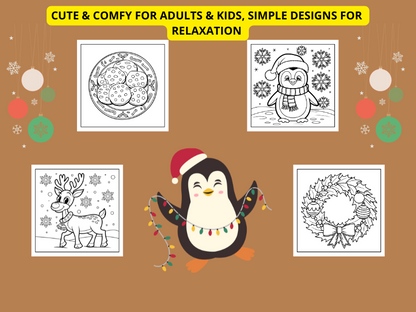 Cozy Girl Christmas Coloring Book: Cute & Comfy for Adults & Kids, Simple Designs for Relaxation (Bold & Easy)