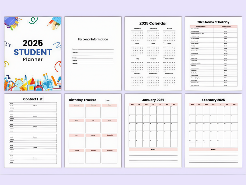 2025 Academic Planner: Your Ultimate Guide to Academic Success and Organization, 8.5" x 11", Plan, Achieve, and Excel All Year.