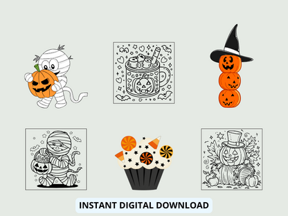 Spooky Cutie: A Cozy Halloween Coloring Adventure, A Collection of Bold and Easy, Whimsical Halloween Designs Featuring Adorable Characters and Simple, Relaxing Coloring Pages for a Fun, Fright-Free Halloween.