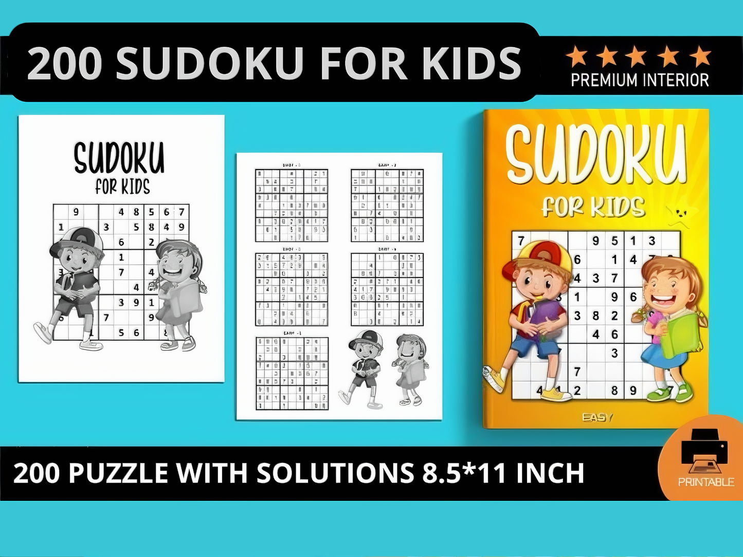 Sudoku Fun for Kids: A collection of 200 easy Sudoku puzzles with full solutions, featuring simple 9x9 grids designed to boost brain power and keep kids entertained!