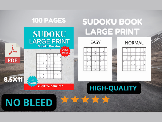 Sudoku Challenge: Large Print Relaxing Easy-to-Normal for Mindfulness Fun and For Stress-Free Solving.