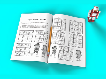 Sudoku Fun for Kids: A collection of 200 easy Sudoku puzzles with full solutions, featuring simple 9x9 grids designed to boost brain power and keep kids entertained!