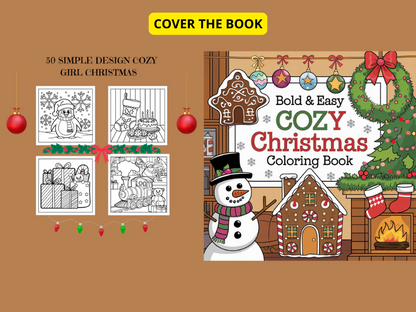 Cozy Girl Christmas Coloring Book: Cute & Comfy for Adults & Kids, Simple Designs for Relaxation (Bold & Easy)