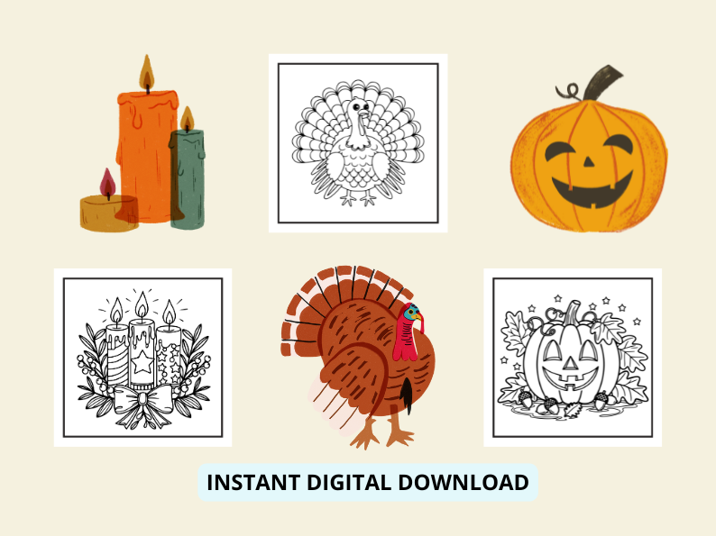 Bold and Easy Thanksgiving: Coloring Book for Kids and Adults for Relaxation, stress relief, and mindfulness through coloring (fall vibes)