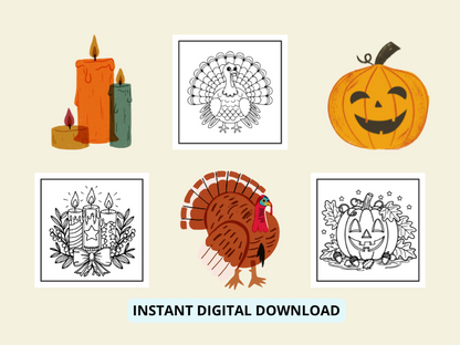 Bold and Easy Thanksgiving: Coloring Book for Kids and Adults for Relaxation, stress relief, and mindfulness through coloring (fall vibes)